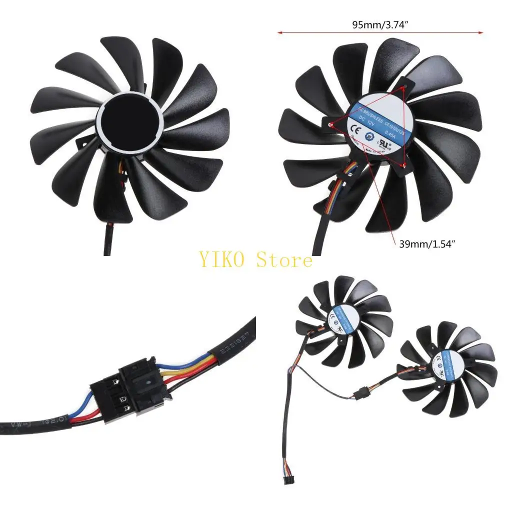 

K32C 95 мм FDC10U12S9-C 4-контактный тихий вентилятор VGA охлаждающий вентилятор для видеокарты для Radeon RX 5700 XT 5700XT 12