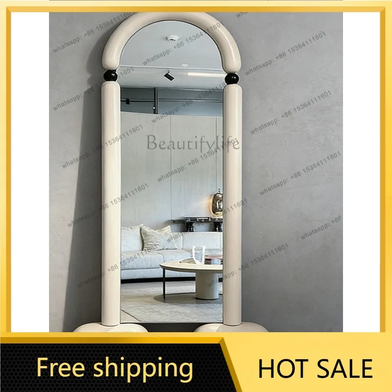 YJ European Cream‑Tone Irregular Custom Full‑Length Floor Mirror For Household Entry Decor Space