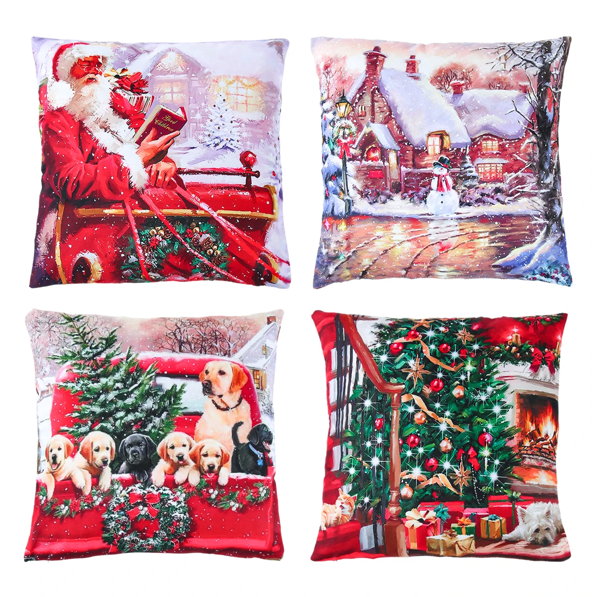 4pcs Christmas Peach Skin Pillowcase Xmas Decor for Home 2024 Xmas Throw Pillow Cover Ornaments Navidad Natal New Year Gift 2025