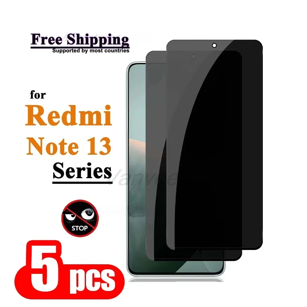 

1-5PCS Tempered Glass For Xiaomi Redmi Note 14 13 Pro 5G 12 11 9 4G 10 Pro Max 8 Redmi 12 5G 9T 13C Screen Protector Anti-Spy