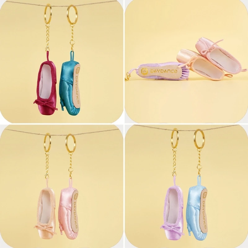 Delicate Satin Pointe Shoes Keyring Mini Ballet Accessories Cute Keychain Charm Chain Bag Pendant for Dance Enthusiasts