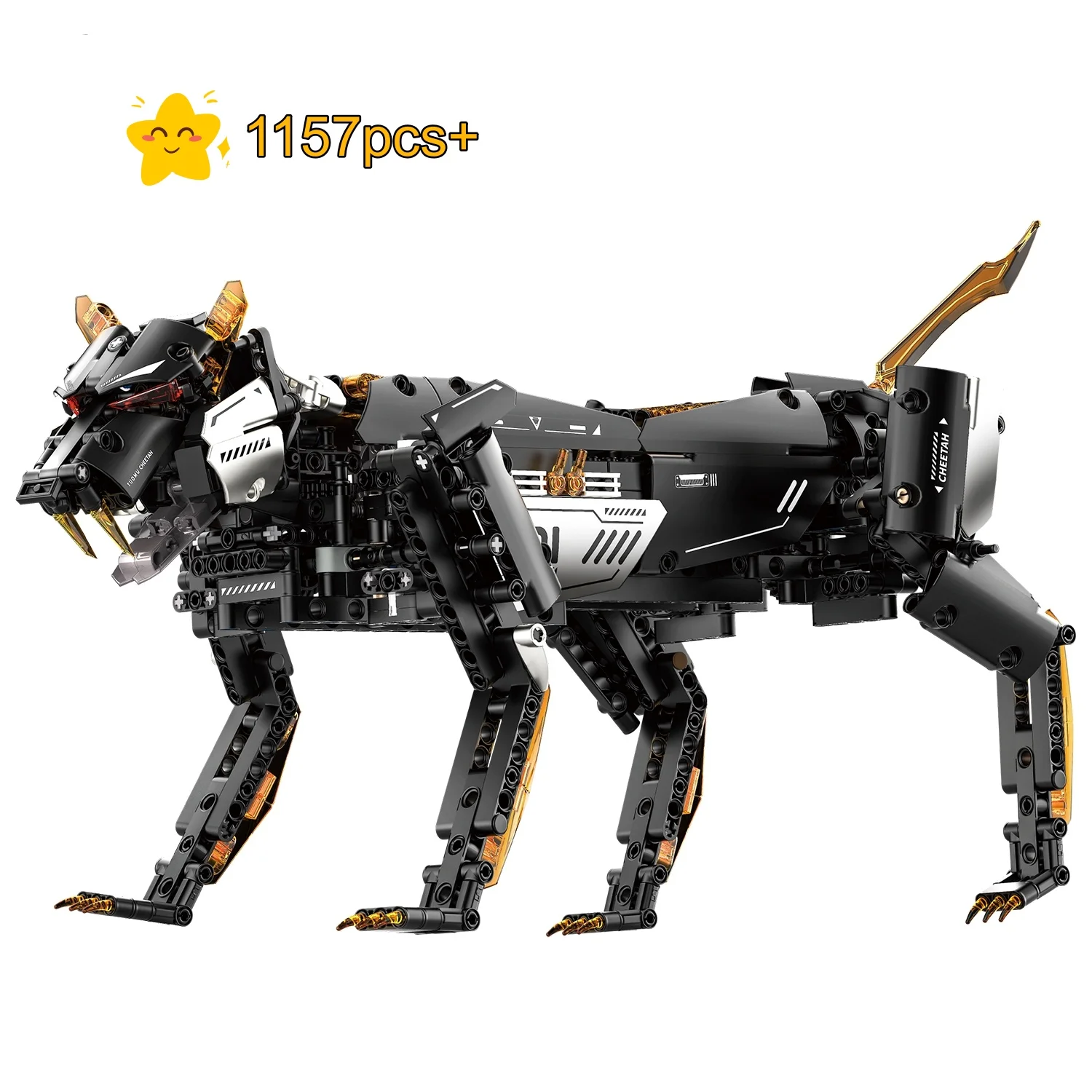 

FUNXINEE механические леопардовые строительные блоки с животными, наборы технических моделей, электрическая сборка MOC для детей, подарки на день рождения, Рождество