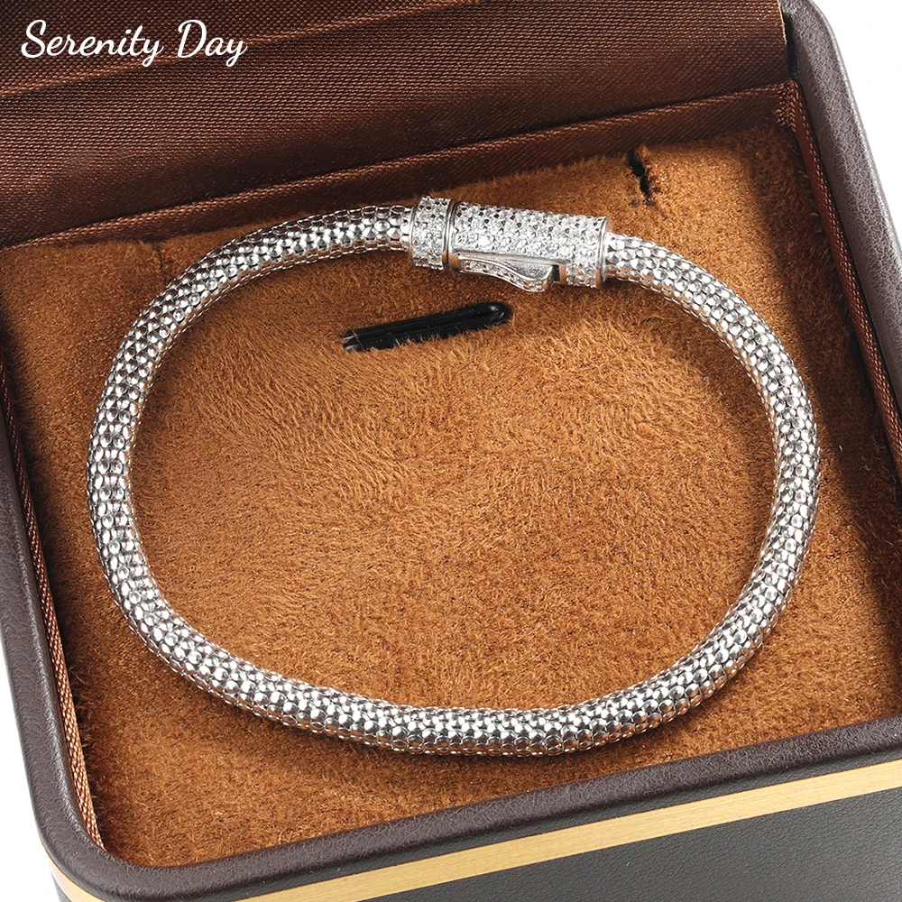 Serenity S925 Sterling Silver Wheat Ear Braided Cartilage Bracelet for Women High-End, Fashionable, Versatile Jewelry Girl Gift