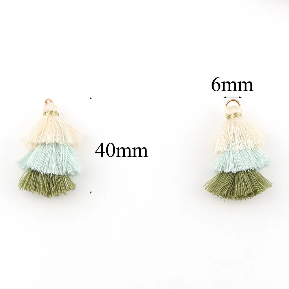 6pcs/lot 3 Layered Cotton Silk Tassel Pendant for Jewelry Making DIY Crafts Earring Keychain Clothes Sewing Decor Accessories