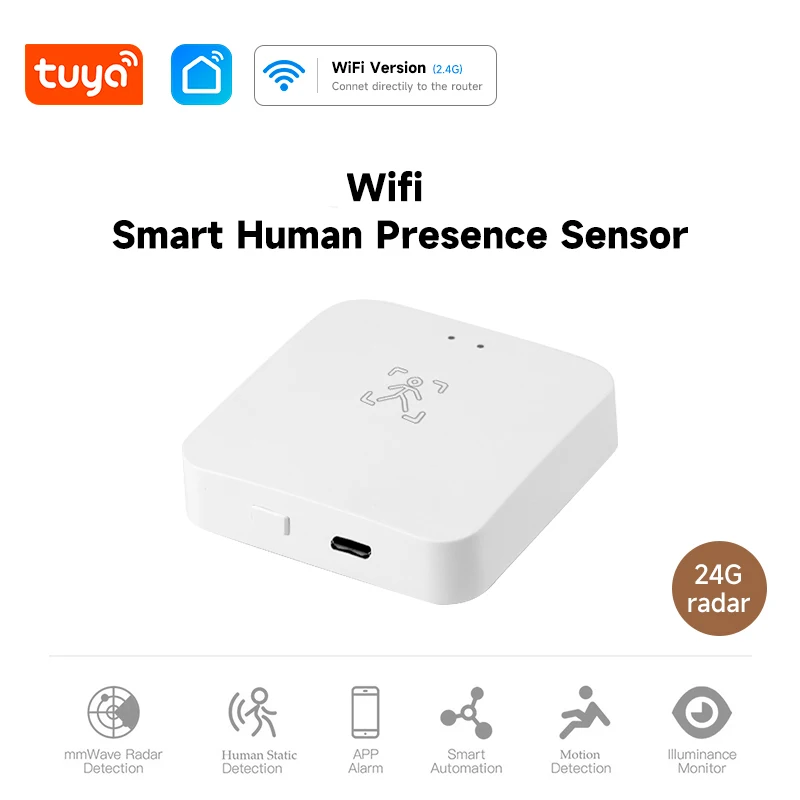 

IHSENO Wi-Fi датчик присутствия человека Smart Life 24G MmWave радарный датчик движения с питанием от батареи детектор дыхания монитор