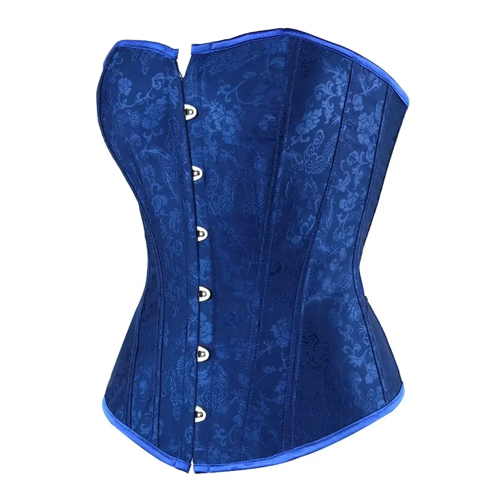 

Womens Corset Satin Bustier Floral Lace Up Corsets Vintage Bustiers Overbust Medieval Outfit Birthday Party Costumes Plus Size