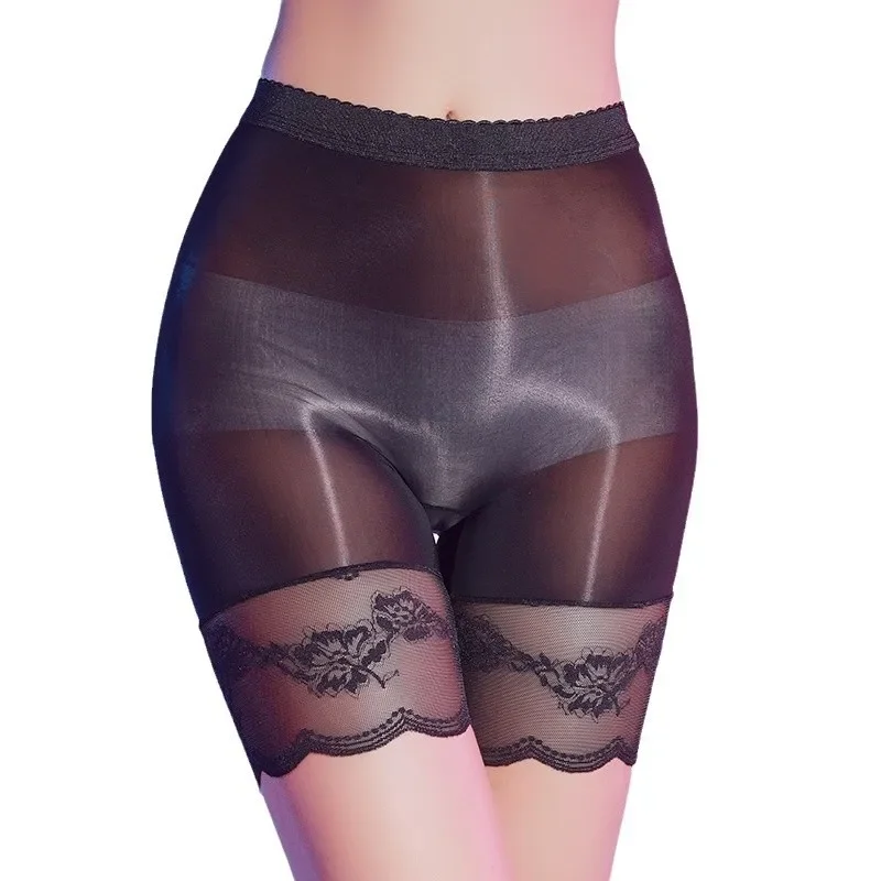 

Women Boxer Underwear 912-Pin Seamless Oil Shiny Panties Ultra-Thin Seamless Underpants High Waisted Lace See-Through Knickers