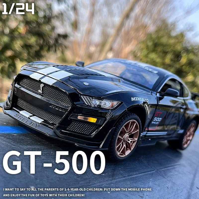 1:24 Ford Mustang Shelby GT500 Alloy Sports Car Diecasts Metal Toy Car Model Simulation Sound Light Collection Kids Gifts A414