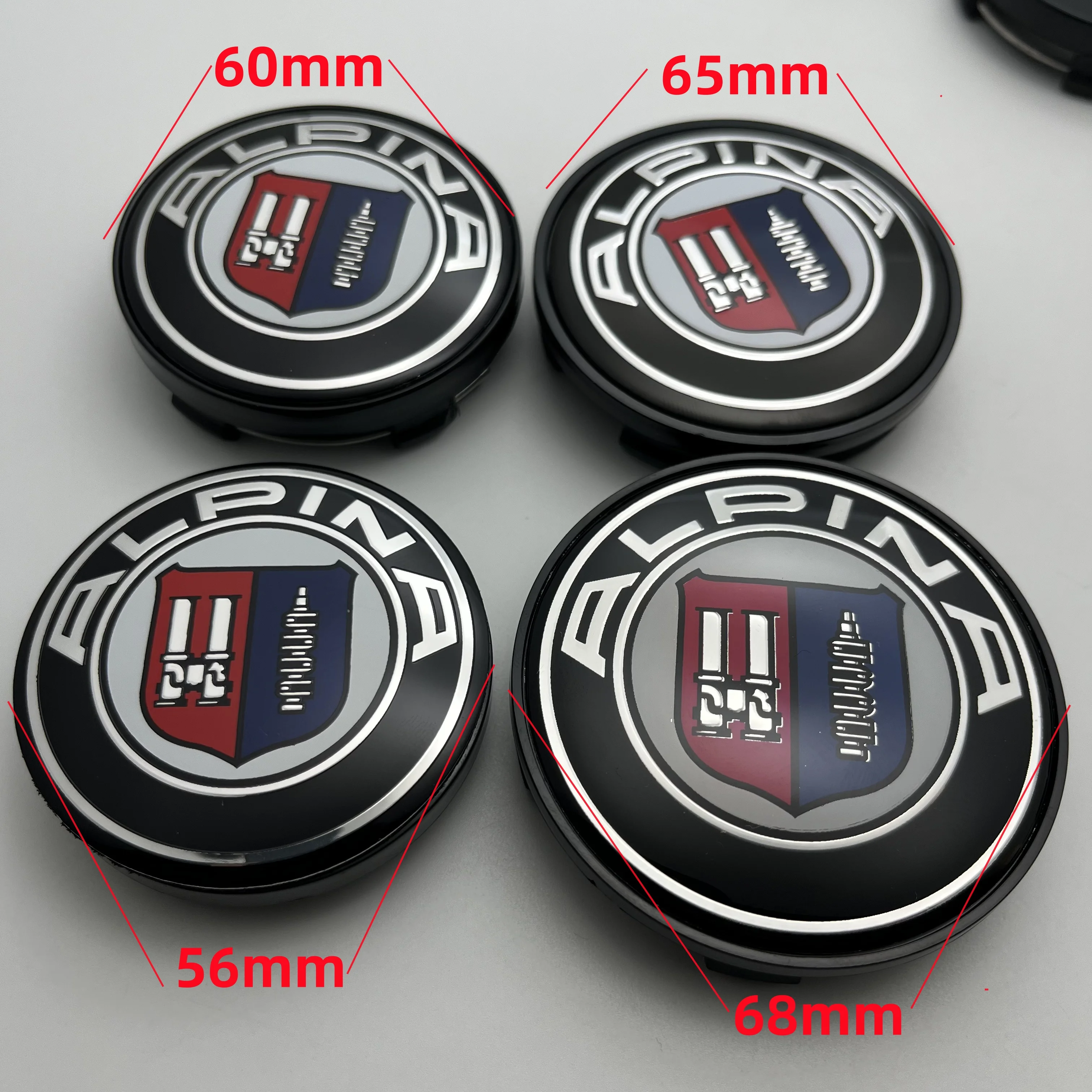 4pcs 56mm60mm65mm68mm Black/Silver Car Wheel Center Cap Hub Cover Badge Car Styling Accessories Fit For Alpina E46 E90 F10 F30