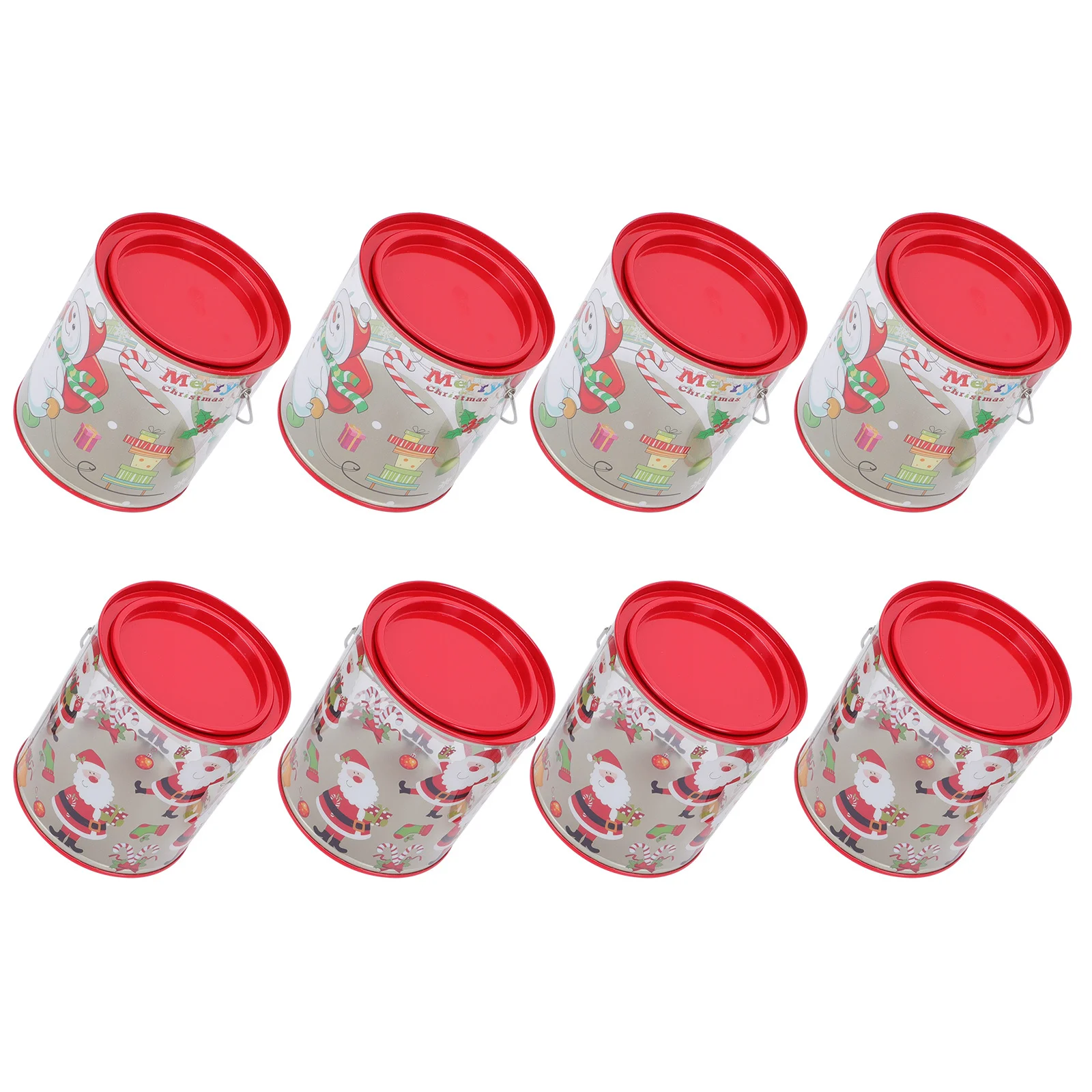 

8pcs Food Jar Christmas Candy Bucket Holiday Treat Box Hand-Held Christmas Candy Jar Gift Storage Case Party Favor Decor