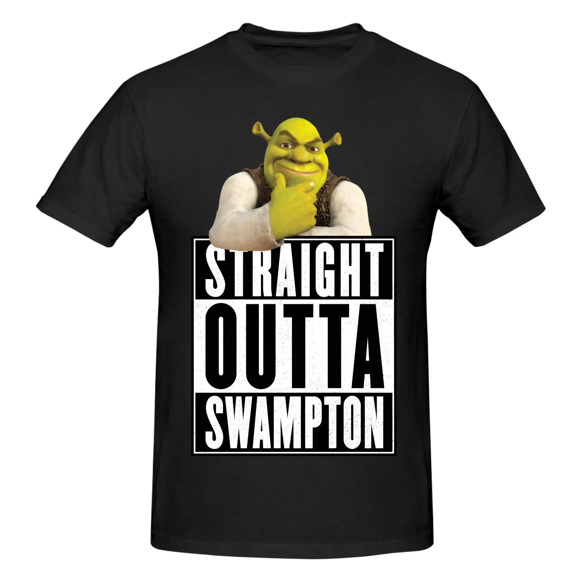

Funny Shreks Straight Outta Swampton T Shirt for Men Pure Cotton Tshirt Fashion Short Sleeve Tee Shirt Slim Fit Clothing Gift