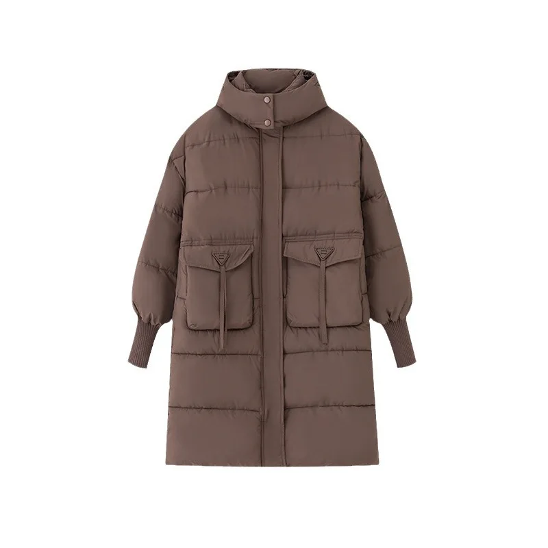 2024 Women\'s Winter Coat Female Casual Hooded Thicken Warm Cotton Jacket Women\'s Pure Color Parkas Coats Demi-season Jacket
