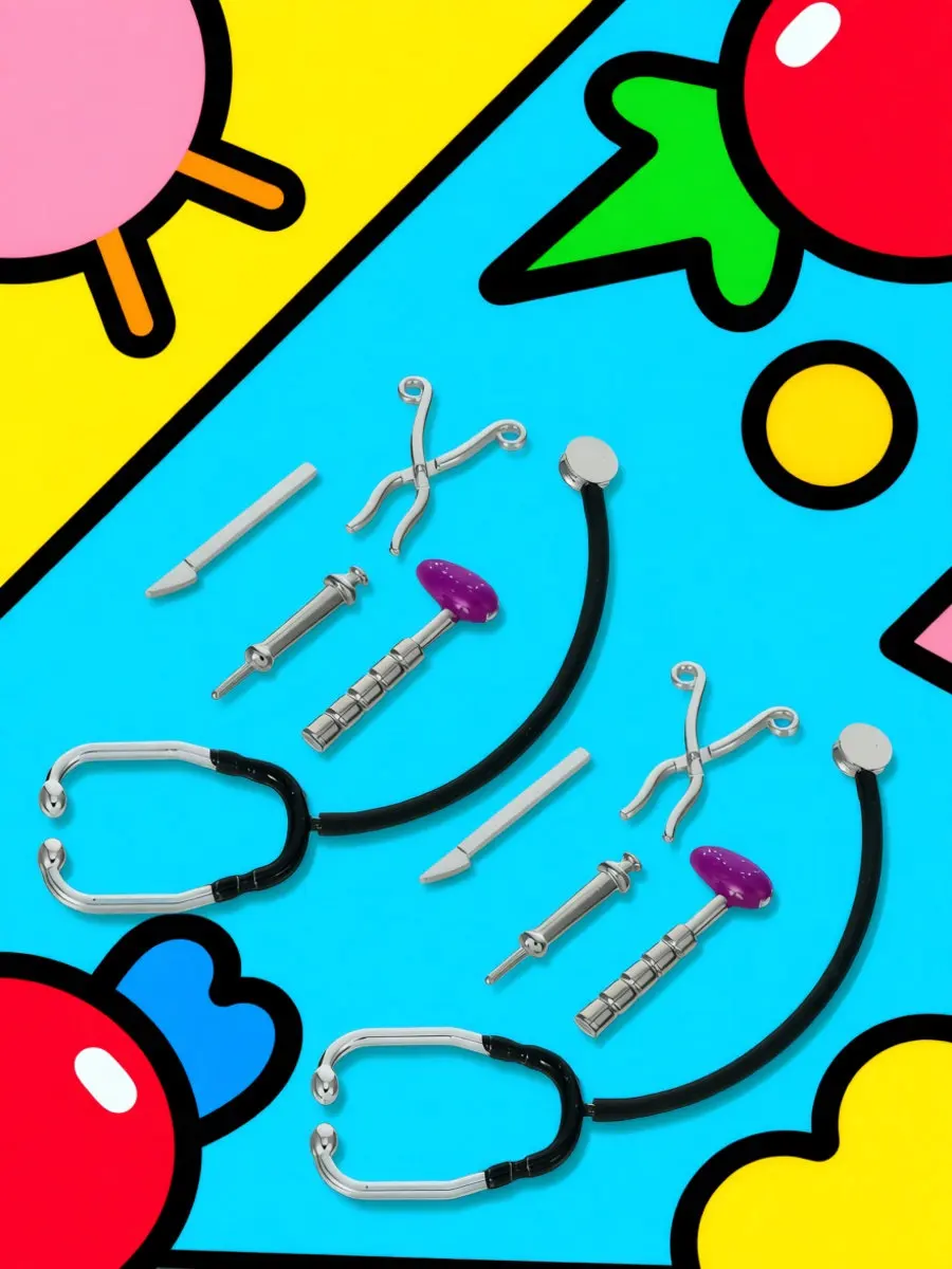 2set Simulation Stethoscope Set Dollhouse Mini Doctor Kit Realistic Care Tools Miniature Stethoscopes For 1:12 Scale
