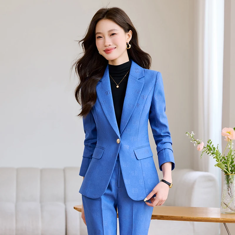 

Autumn Winter Formal Women Business Suits with Pants and Jackets Coat Pantsuits Office Professional Work Wear Trousers Set
