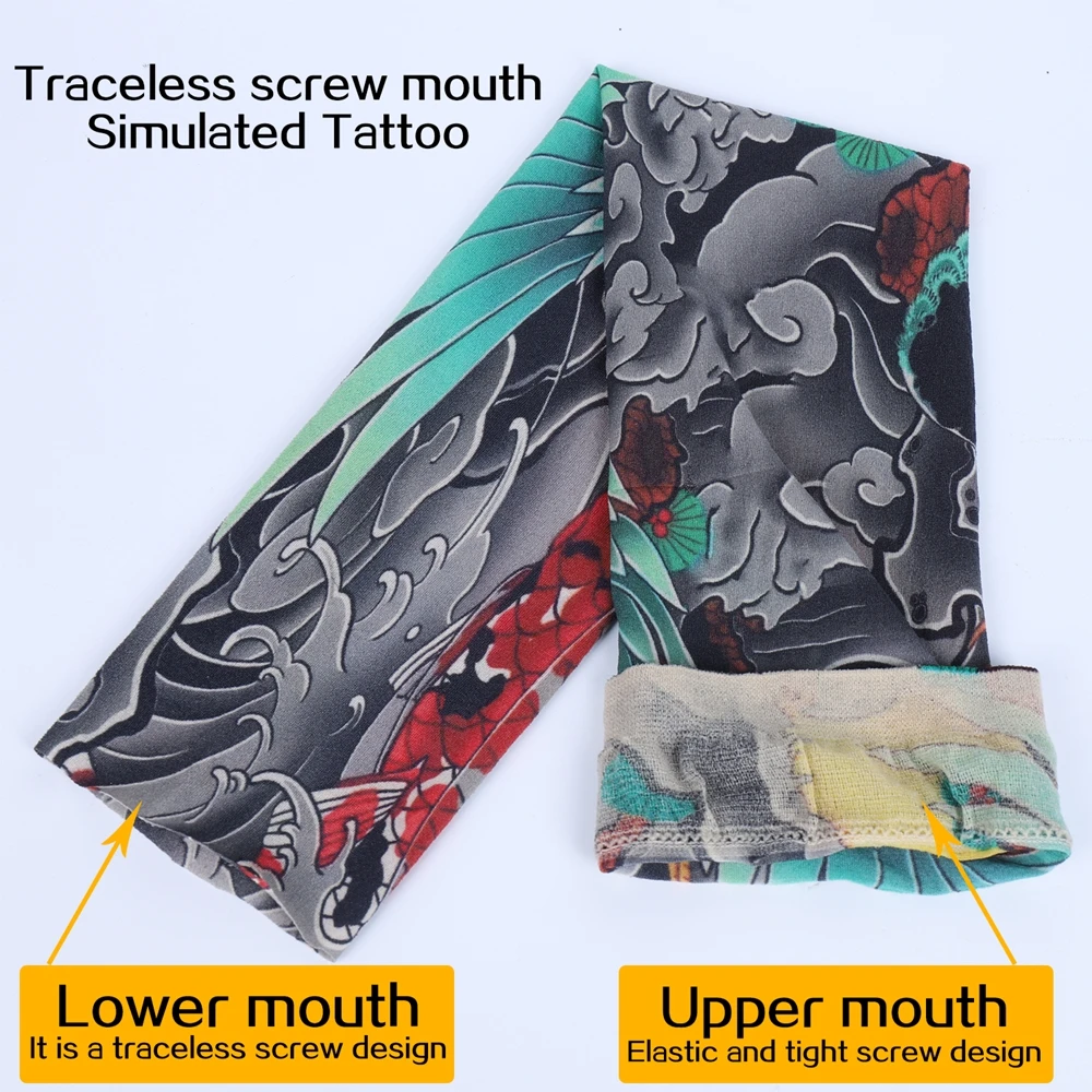 Ultra thin seamle Tattoo Flower Arm For Men Women Cool Travel Cycling Elastic Scratch Resistant Sunscreen Arm Sleeves Accessorie image 4