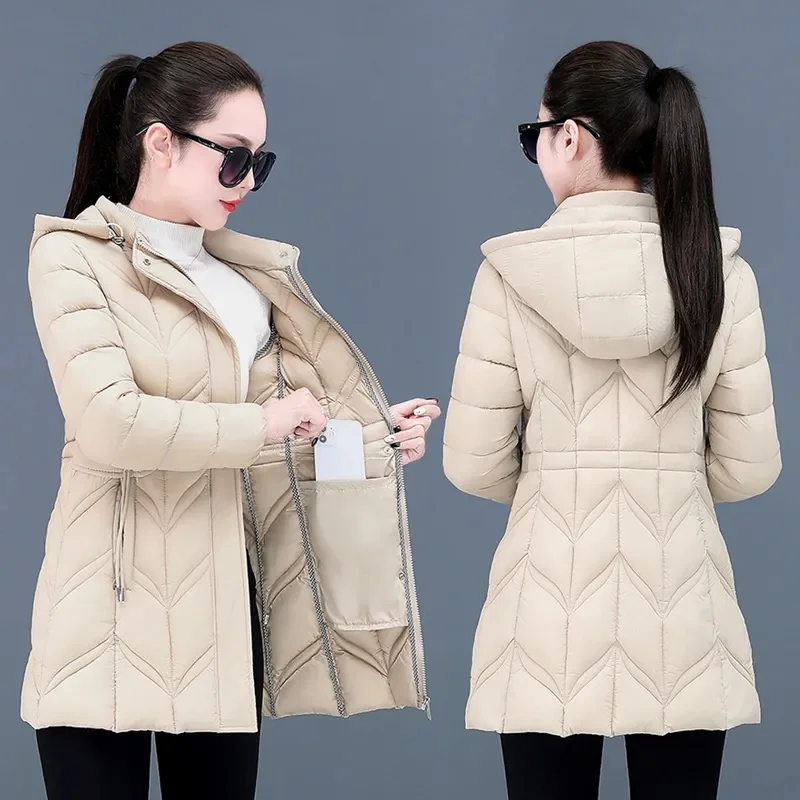ファッションダウンジャケット レディース パーカー 秋冬 2025 新作 ロング 暖かい 中綿コート フード付き アウター 女性 厚手 オーバーコート トップス
