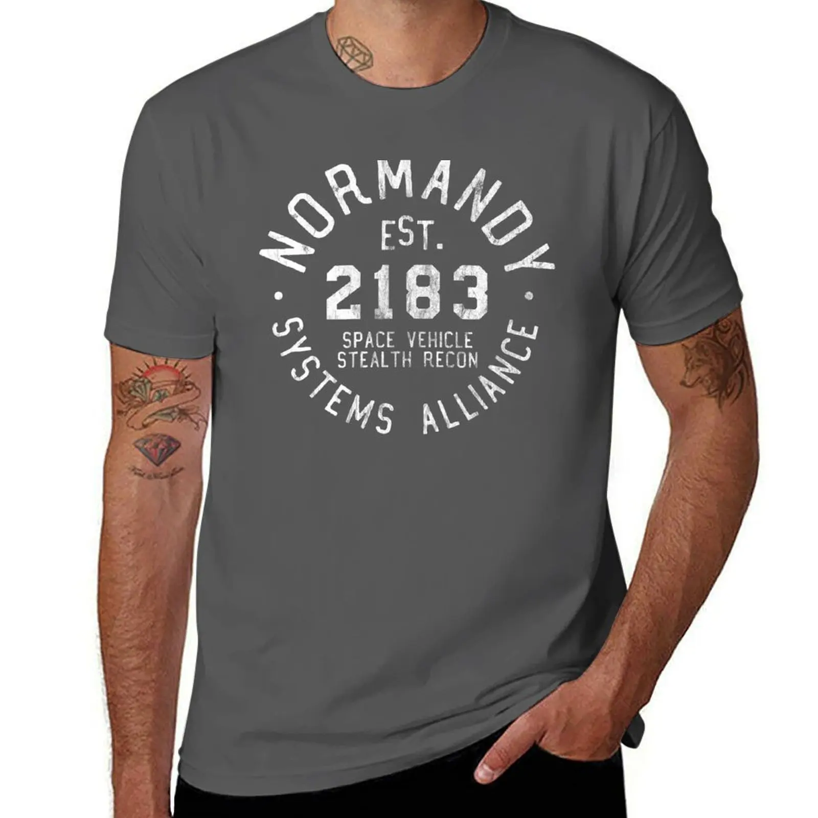 

SSV Normandy Athletic Shirt Mass Effect Athletic Style White Print T-Shirt Luxury man oversized t shirt oversized Men's t-shirt