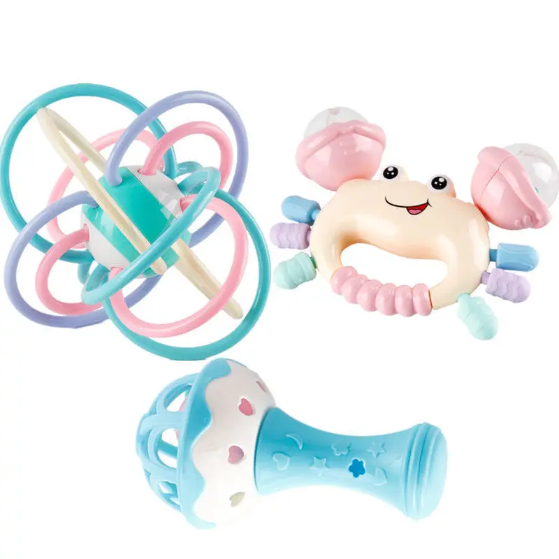 حزم متعددة التنمية المبكرة كراب حشرجة الموت مانهاتن ألعاب كروية للأطفال من عمر 0 إلى 36 شهرًا ألعاب الأطفال عضاضة حشرجة الموت جرس التدريب #1