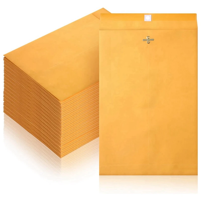 Enveloppes à fermoir avec joint gommé, enveloppes postales à petit fermoir, papier kraft 28lb, en vrac, paquet de 120, bien fait, 6 po x 9 po