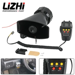 12V 100W Car Horn with MIC Loud Motorcycle Siren Vehicle Truck Warning Alarm Loudspeaker Plastic Police Firemen 5 Sound DC