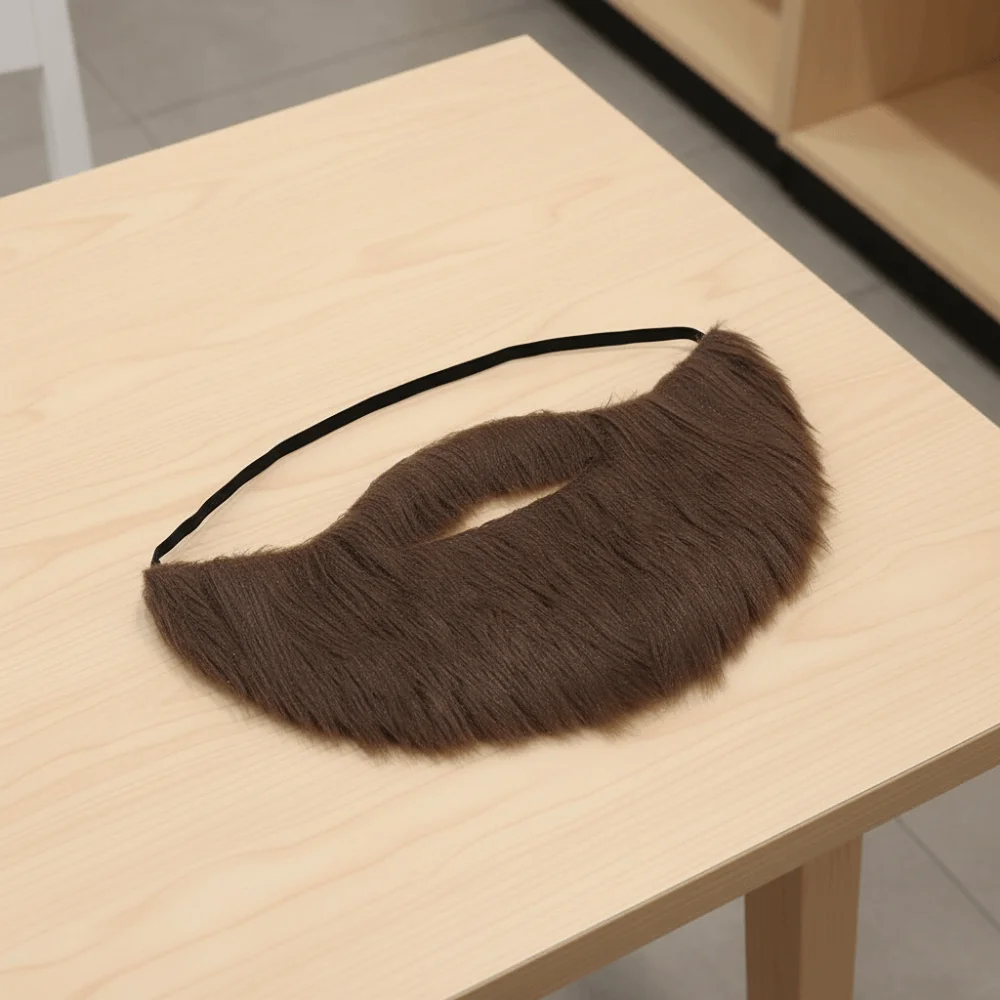 Simulated Halloween Artificial Semicircular Beard Brown/Black with Elastic Strap Role-Playing Full Beard Casual Cosplay Mustache