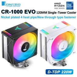 JONSBO CR-1000 EVO Tower CPU Cooler Nickel Plated 4 Heat Pipe 5V 3PIN ARGB Fan Air-Cooled Radiator For LGA1700 115X 1200 AM4 AM5