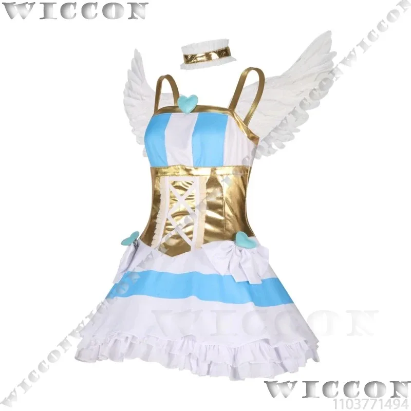 

asdh8@STOKING Angel Anime Panty Cosplay Stoking Blue Lolita Dress Wings Wig Prop Sexy Girl Party Women Halloween Carnival Outfit