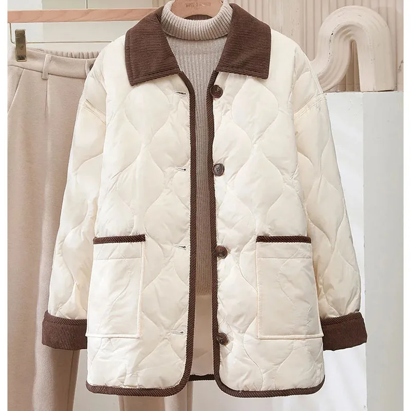 한국 여성 패션 다운 코튼 코트 가을 겨울 여성 캐주얼 파카 아우터웨어 2025 여성 대형 사이즈 4XL 코튼 패딩 재킷