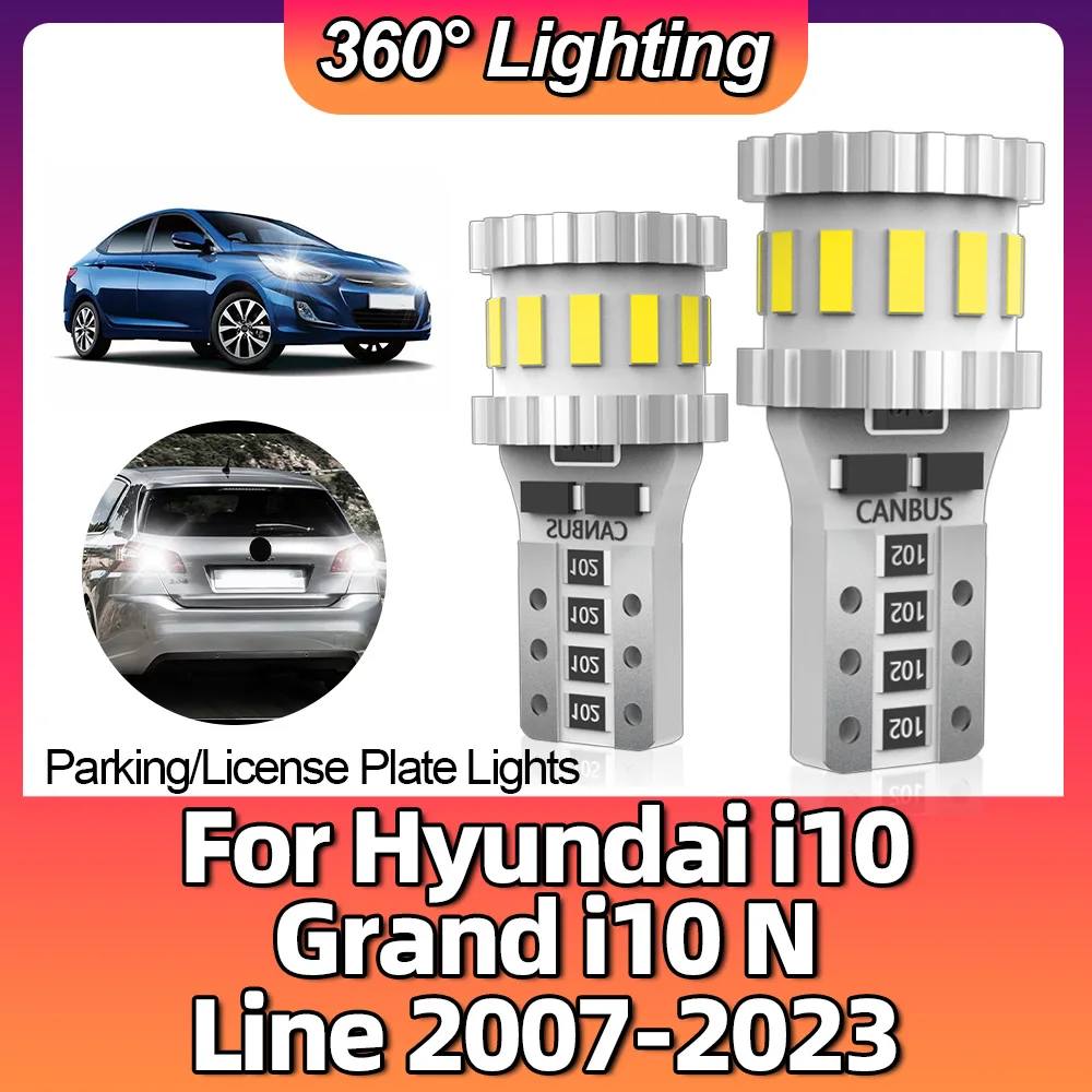 

2pcs T10 Led Interior Lights W5W Canbus No Error Car12V For Hyundai i10 Grand i10 N Line 2007-2017 2018 2019 2020 2021 2022 2023