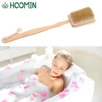 Massage Shower Body Back Cleaning Brush Loofah Bristle Both Side Bath Brush Skin Cuticle Grease Remove Wooden Handle