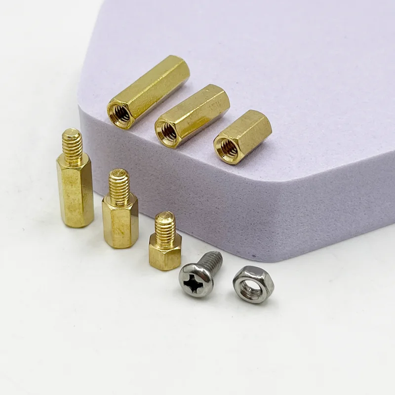 120-240 Stück/Set M2 M2.5 M3 M4 Messing Abstandshalter mit Flachkopfschraube und Mutter, gerändelte Abstandshalter für Leiterplatten und Motherboards – Detail 5
