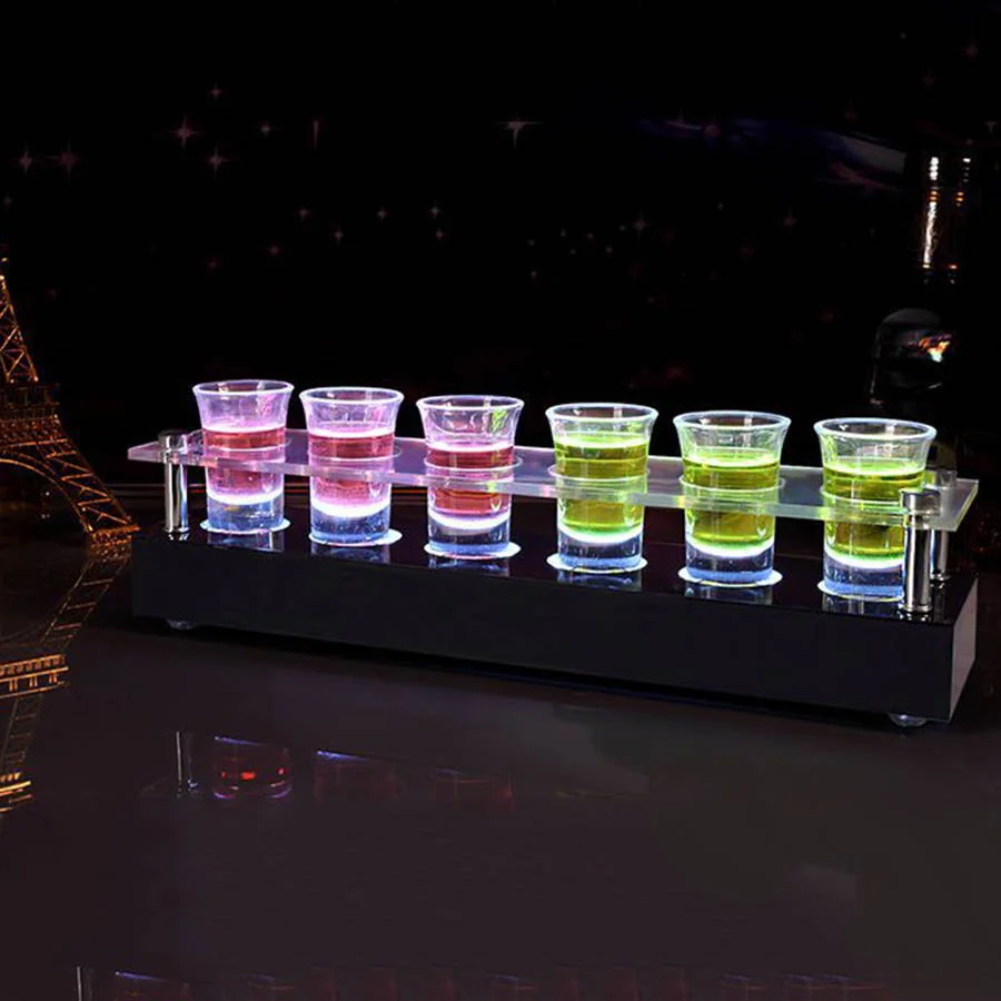 Imagem -04 - Suporte de Vidro de Vinho Led Acrílico Recarregável Copo Cocktail Glass Led Shot Cup Holder Light up Servindo Bandeja para Bar Ktv Nightclub