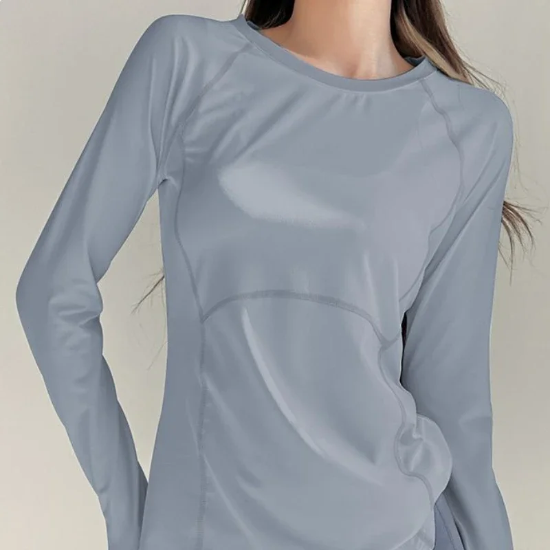 Sporty Long-sleeve T-shirts Women Slim Breathable Jogging Simple Spring New 4 Colors Casual Korean Style Classic Chic Fashion