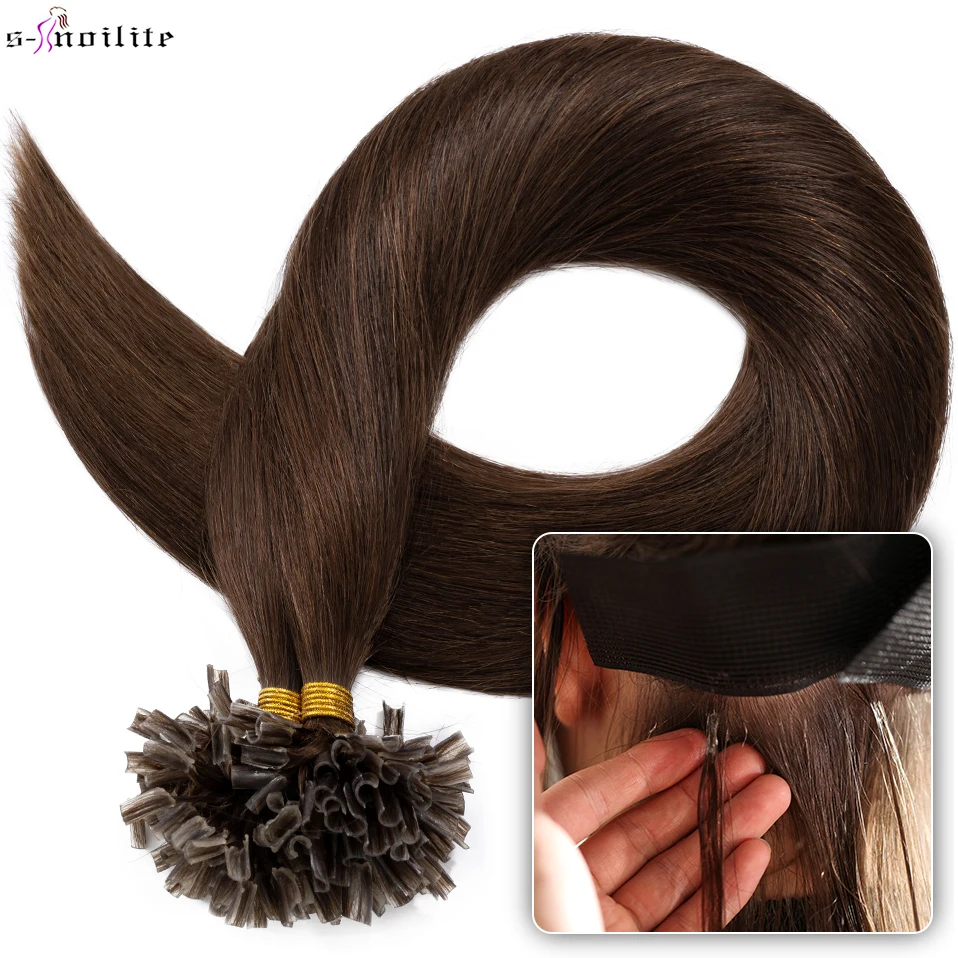 

S-noilite 0.5g U Tip Hair Extensions For Volume 100pcs Straight Human Hair Healthy Keratin Extensions Pre-bonded Capsules Fusion