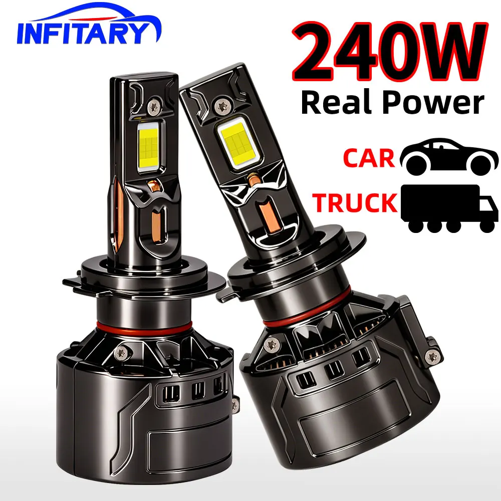Image of 4 Kupferrohr 240W Auto LED-Scheinwerfer Hochleistungs-Autolampe H7 H4 H11 H1 9005 HB3 9006 HB4 9012 Licht für Fahrzeug-Ersatzkit