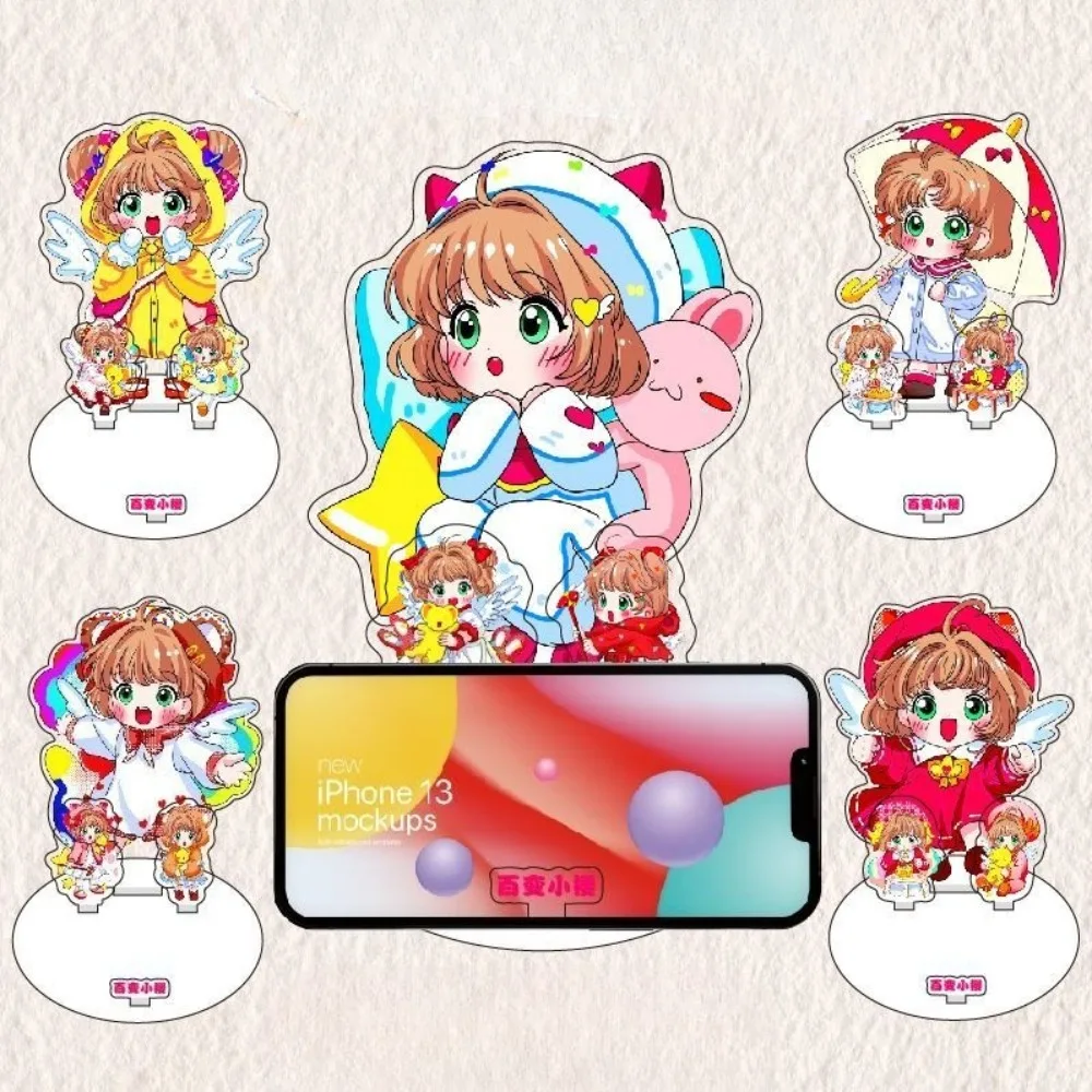 

KINOMOTO SAKURA Acrylic Mobile Phone Stand Card Captor Sakura Anime Peripherals Personality Cartoon Q-version Cute Ornament New