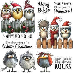 Mangocraft Funny Christmas Birds Cutting Dies Clear Stamp DIY Scrapbooking Metal Dies Silicone Stamp For Cards Albums Decor