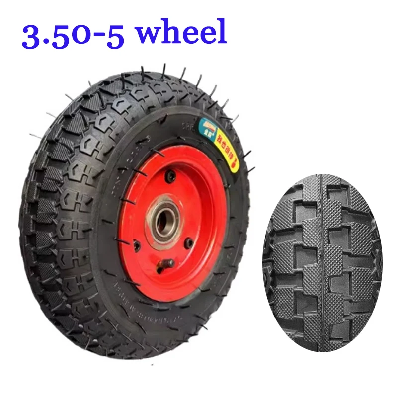 3.50-5 Aufblasbares Rad für Lager-Handwagen, Tiger Cart, 350-5 Außenreifen, Schlauch, Senioren-Mobilitätsroller-Räder