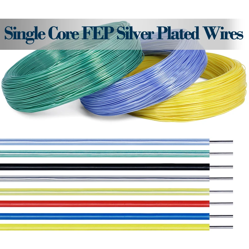

30~20AWG PTFE Wire FEP Insulation Silver Plated Cable Single Core High Purity OFC Copper Wire Audio Speaker Headphone Line DIY