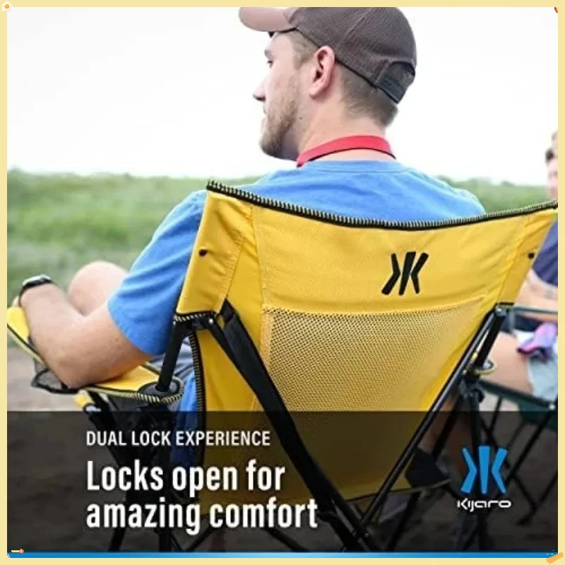 كرسي تخييم عالي التحمل بقفل مزدوج XXL - كرسي خارجي محمول قابل للطي بسعة 400 رطل للبالغين والمشي لمسافات طويلة والشاطئ والمناسبات الرياضية