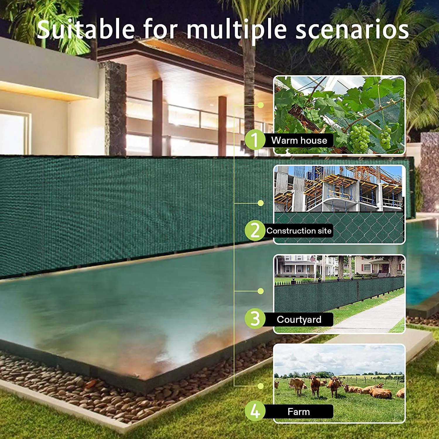 Grau Zaun Privatsphäre Screen Windschutz-Heavy Duty Fechten Mesh Schatten Net Abdeckung für Wand Garten Hof Hinterhof-Zip krawatten Enthalten – Detail 26