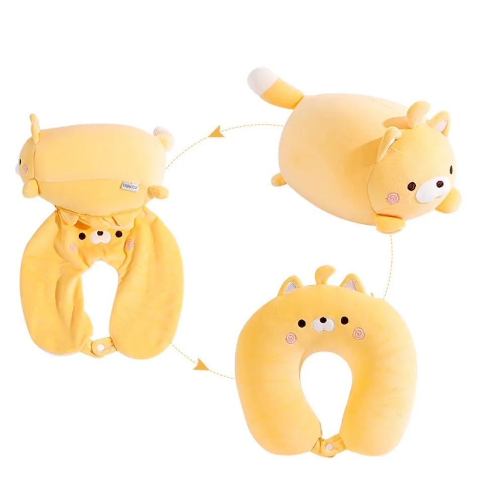 Cartoon Deformable Cat U-shaped Pillow Skin-friendly Foam Particle Travel Pillow 2 in 1 Soft Nap Pillow Home Decoration