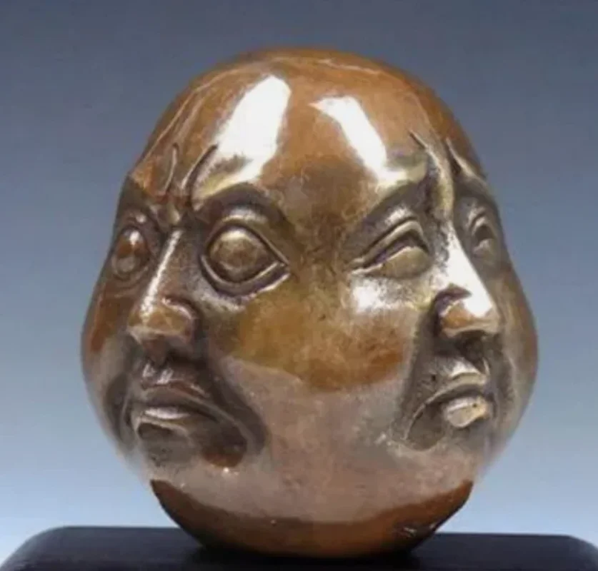 

Vintage Fine Brass Detail Crafted 4 Faced Buddha Head statue
