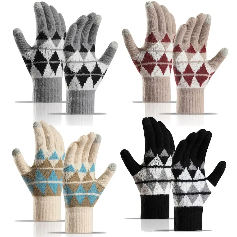 قفازات محبوكة سميكة مقاومة للبرودة قابلة للتنفس بخمسة أصابع تعمل باللمس مقاومة للرياح قفازات دافئة منفصلة #1