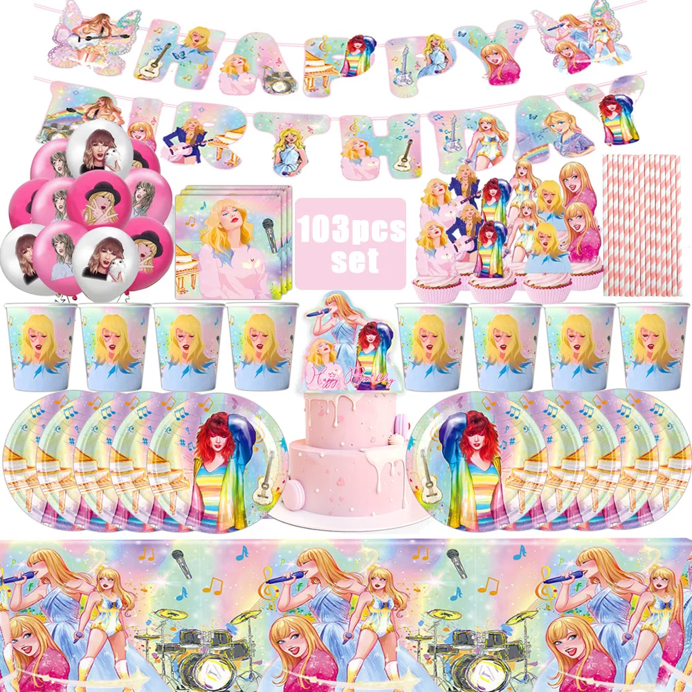 Star Singer Taylored Happy Birthday Party Dekoration Geschirr Mädchen Kuchendeckel Tischdecke Luftballons Babyparty Partyzubehör – Detail 3