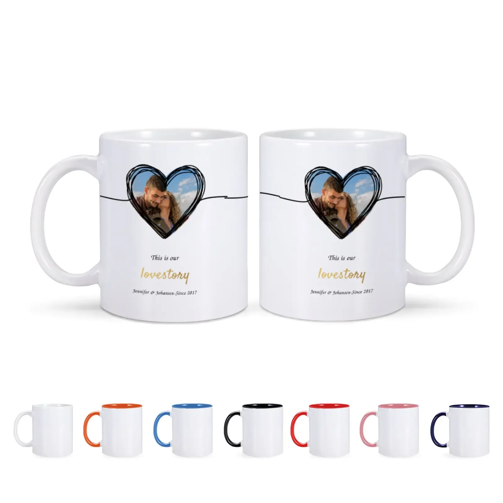 Personalized Couple Photo Coffee Mug Customized Gifts for Family Christmas 11oz Print Picture Mug Both Side for Wife Husband