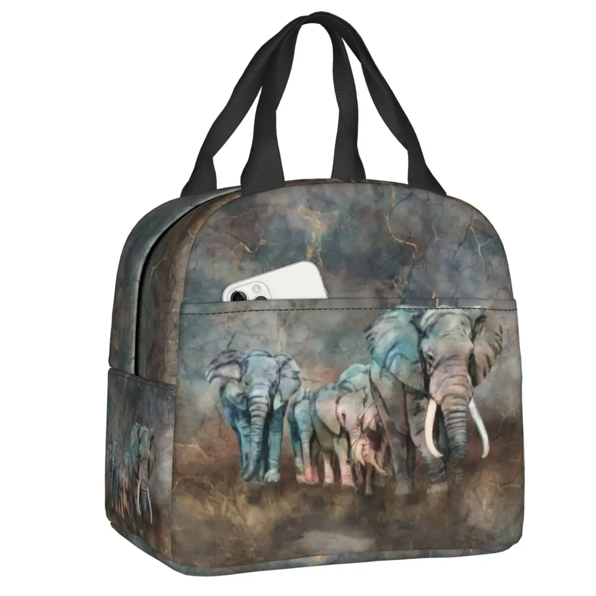 

Elephant Insulated Lunch Tote Bag for Women Elephantidae Portable Cooler Thermal Bento Box Work School Travel