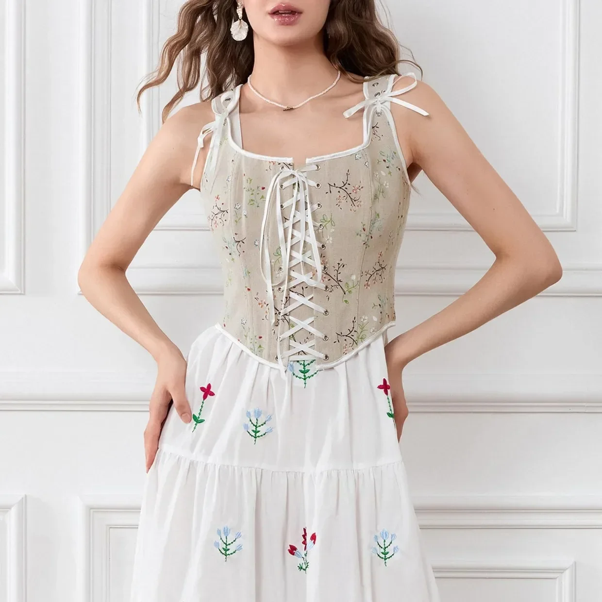 

Women Vintage Sexy Corsets Top Floral Green Leaf Elegant Victoria Bustiers Corset Overbust Bodice Summer Camisole Shapewear
