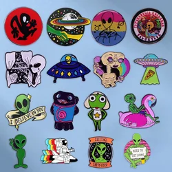 Cartoon Cute Alien Enamel Pin Spaceship Badge Funny Kids School Bag Brooch Children's Day Accessories Wholesale