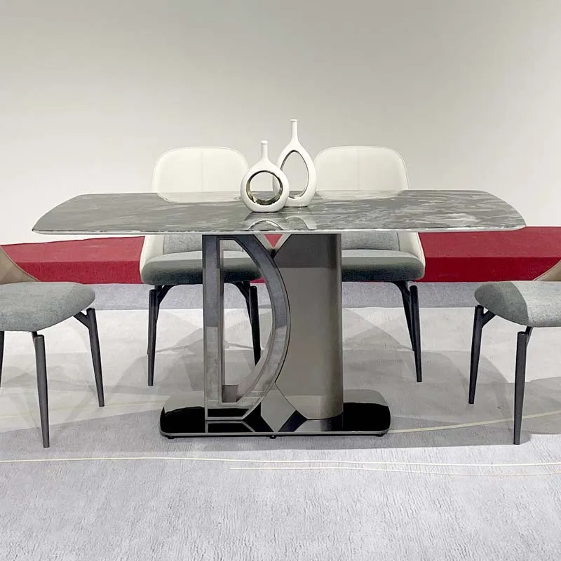 

Marble dining table household light luxury high-end modern simple table small apartment